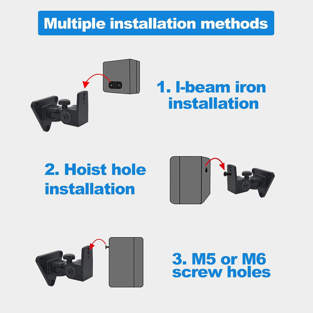 Speaker Wall Mount,Swivel and Tilt,Holds up to 30lbs,2 Packs | All Aluminum Wall Speaker Mount for Small Speakers
