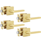 Brushed Gold Closet Door Handles Passage, Hallway - 4 Pack