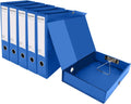 6 Pack A4 Storage File Boxes Plastic Archives Cases with Clip,Blue
