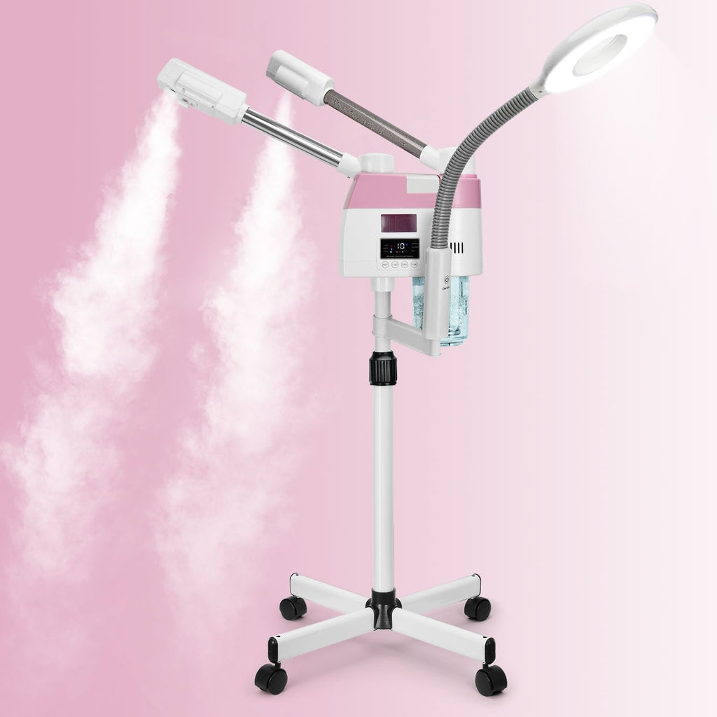 Professional Facial Steamer, 3 in 1 Facial Steamer with 5X Magnifying Lamp Hot&Cool Mist, Esthetician Steamer on