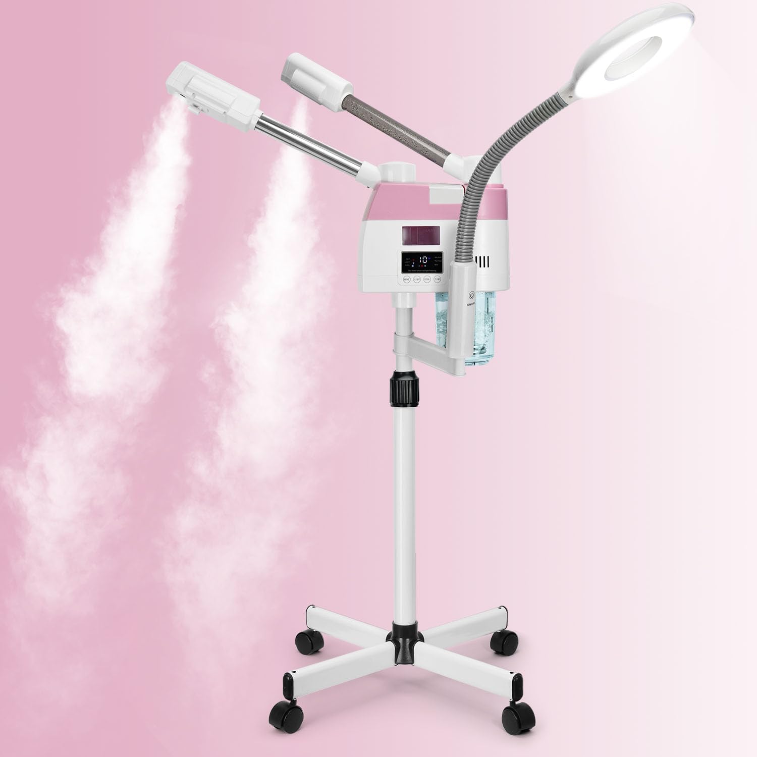 Professional Facial Steamer, 3 in 1 Facial Steamer with 5X Magnifying Lamp Hot&Cool Mist, Esthetician Steamer on