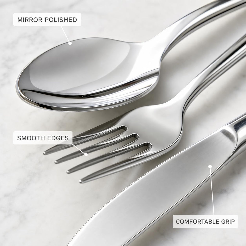 72-Piece Silverware Set for 24, Stainless Steel Flatware, Dishwasher Safe