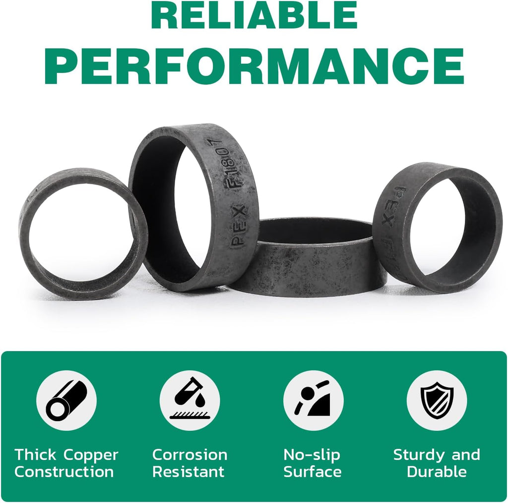 220 PCS 1/2" PEX Copper Crimp Rings for Pex Pipe Connection, Black-Oxidized Surface Treatment