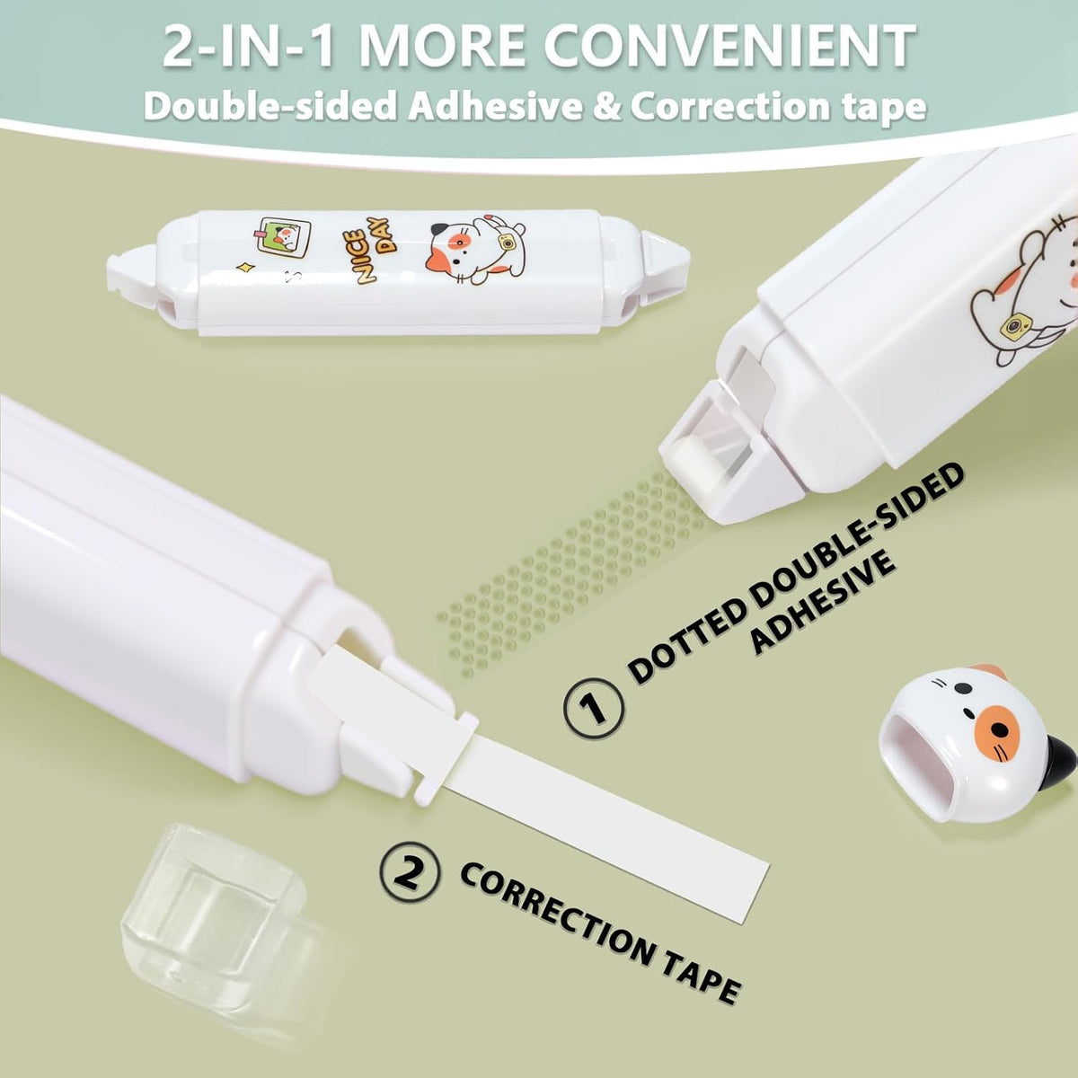2 in 1 Correction Tape and Double Sided Tape Roller