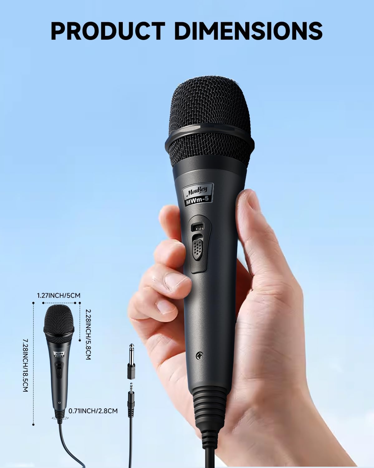Wired Handheld Vocal Microphone, Metal XLR Dynamic Cardioid Mic with 13 ft Cable, for Singing, Stage, Party