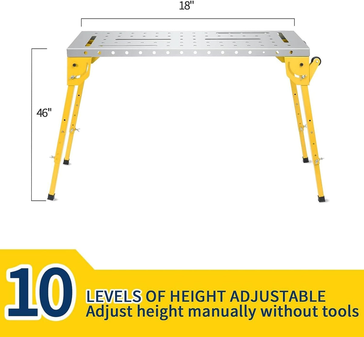 Welding Table 46x18 Inch - Welding Workbench Table 1000Lbs Load Capacity Steel on Wheels, Work Bench Adjustable