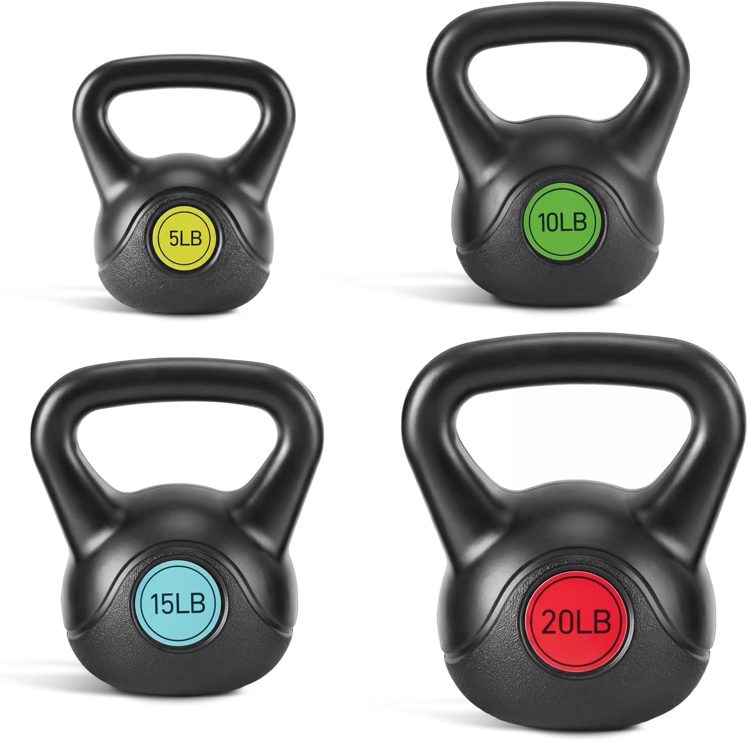Hard Kettlebell Sets Strength Training KettleBells Weight Set | Coated Concrete Kettlebells, Wide Handle & Bottom
