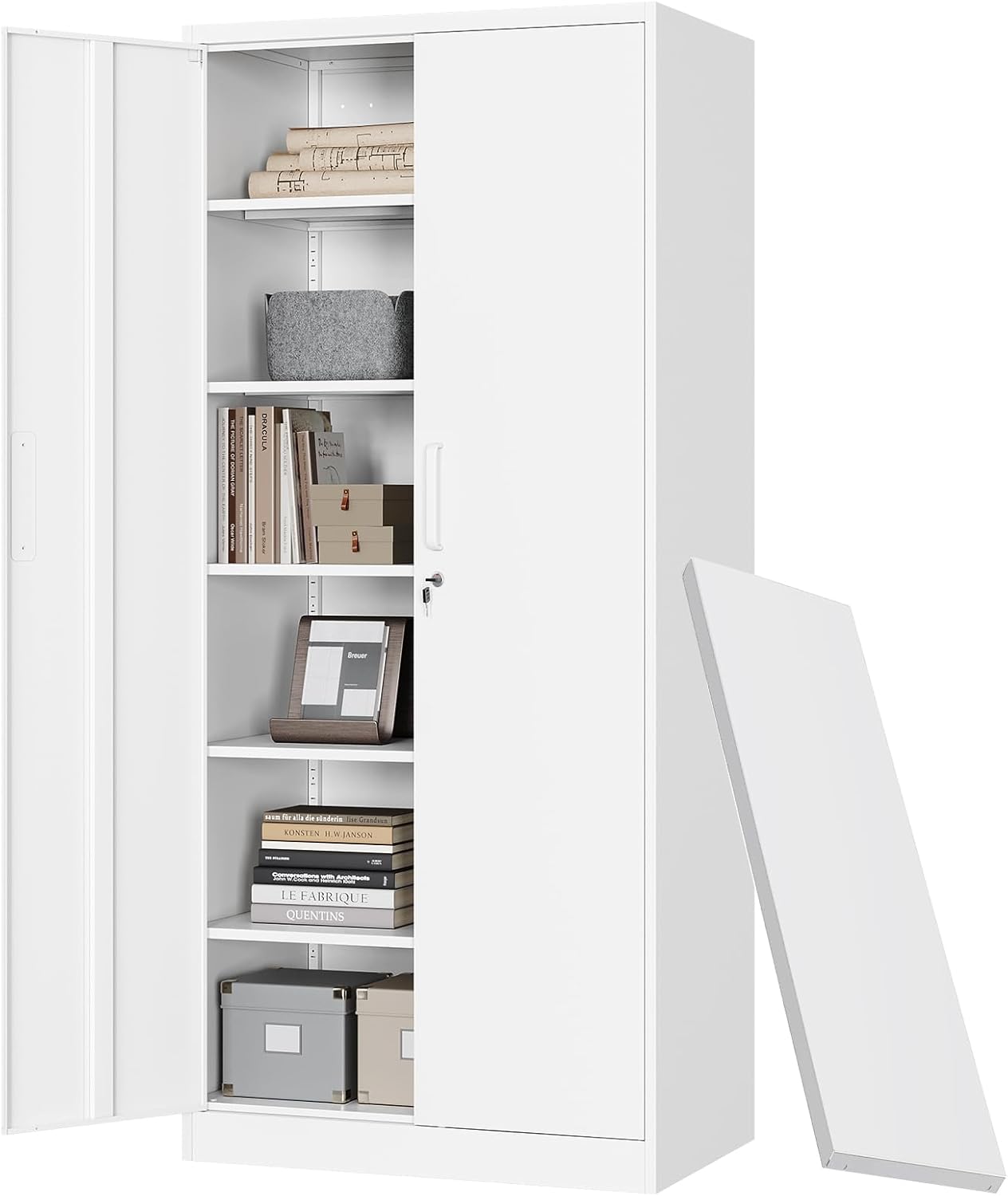 Metal Storage Cabinet with Lock Door Adjustable Shelf,72" Steel Lockers for Office, Home,School,Kitchen,Garage Tool