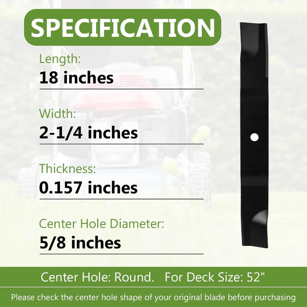 04771200 High Lift Blades for Ariens IKON X, IKON XL Gravely ZT X & XL Series 52 Inch Deck Zero Turn Mower - Heavy Duty Blade Replaces 00450300 70716200-3 Pack
