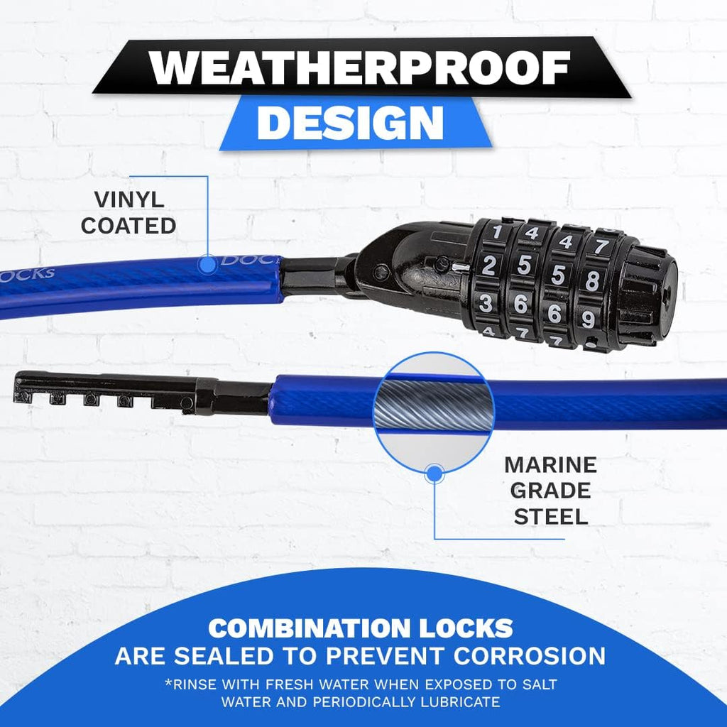Coiled Security Cable Lock (5ft to 25ft) with Combination, 15ft | Weatherproof, Resettable Combination