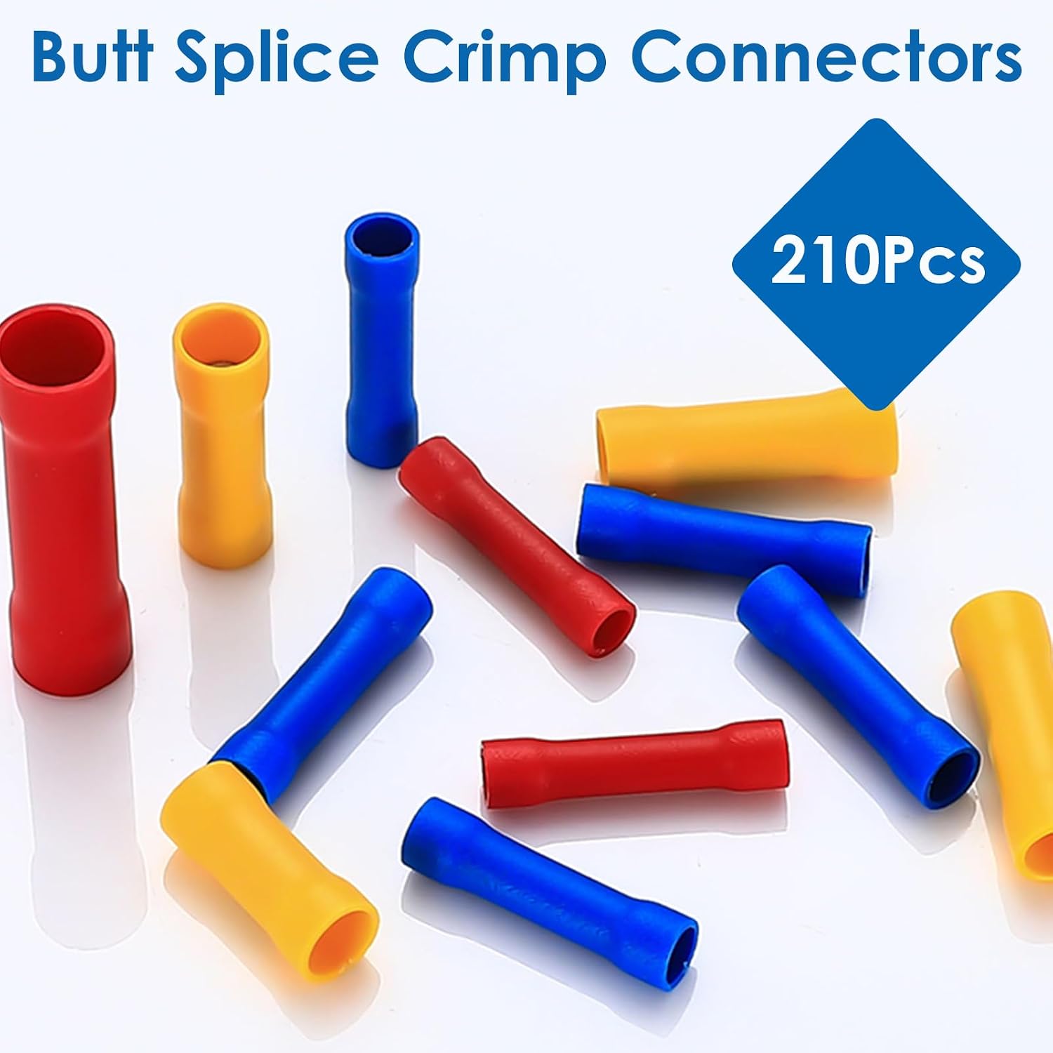 210 Pcs Butt Splice Connectors Kit 22-10AWG Butt Wire Connectors Assorted Butt Splice Crimp Connectors Wiring