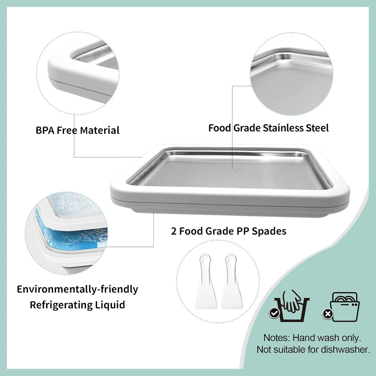 Rolled Ice Cream Maker, Instant Ice Cream Maker, White