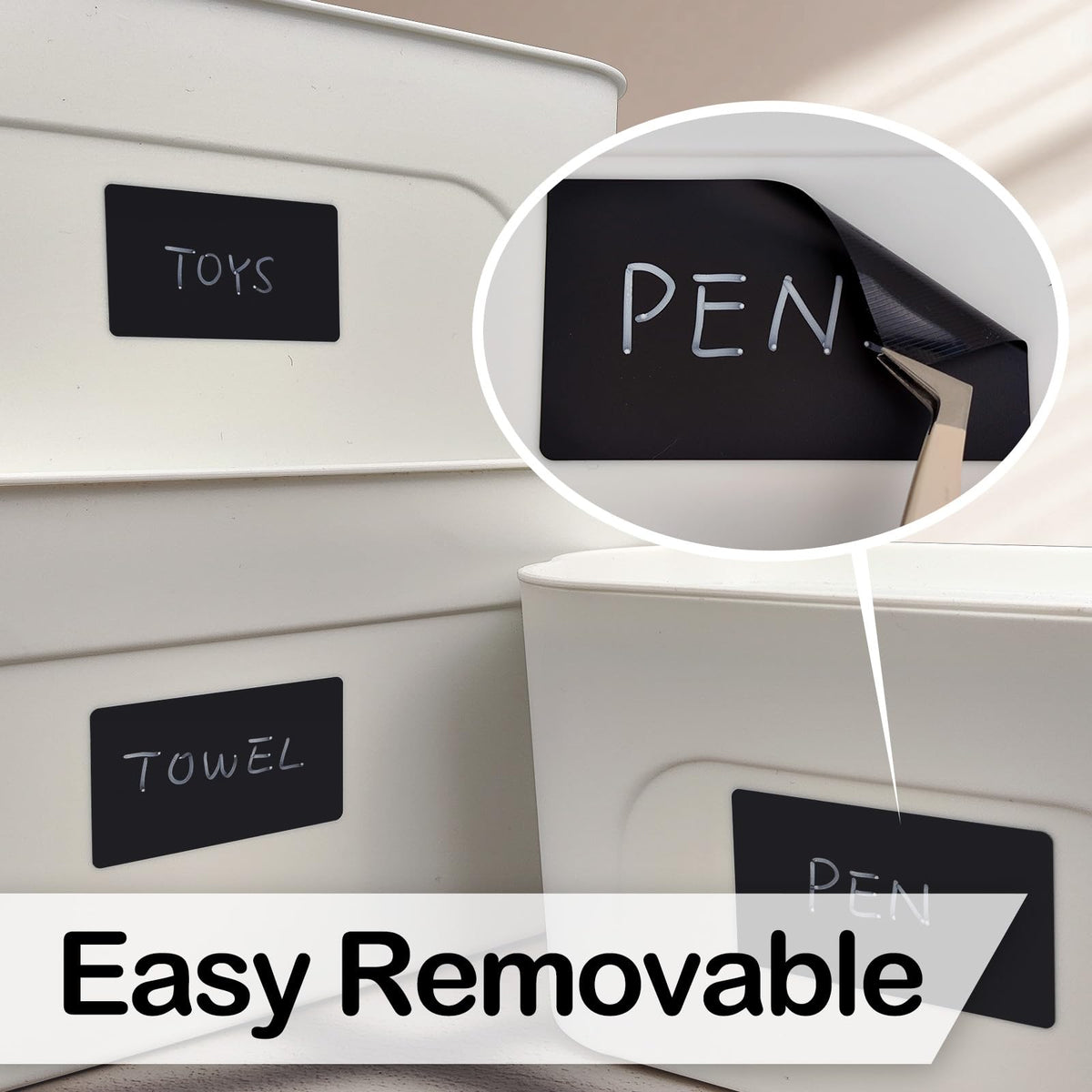 170Pcs Black Removable Labels for Jars with 2 Liquid Chalk Marker