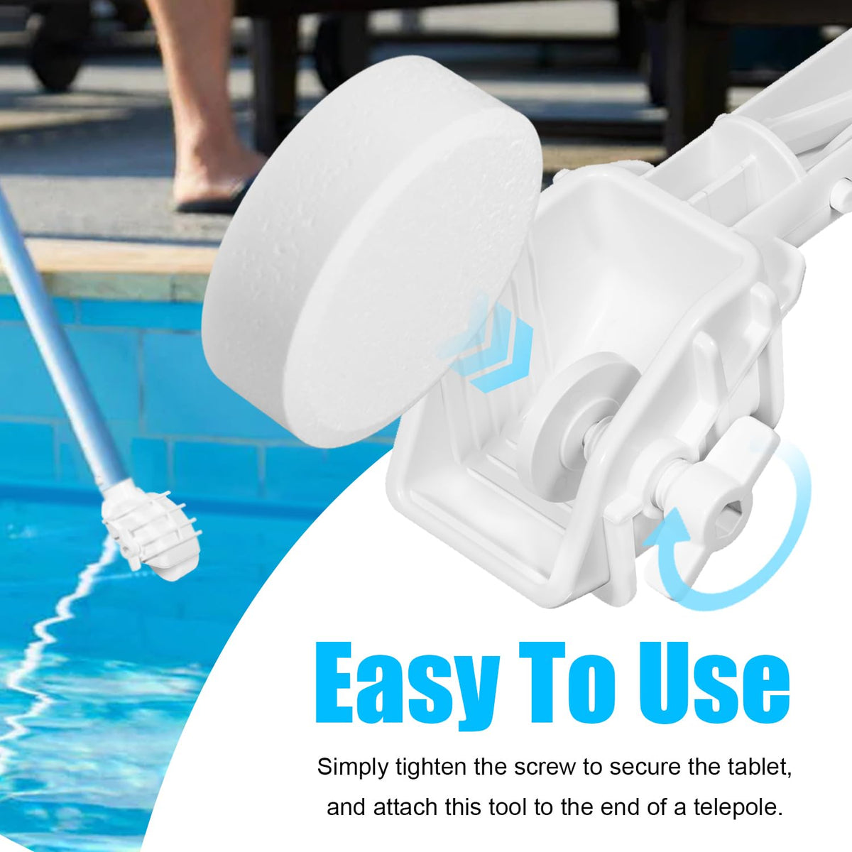 Pool Tab Holder Tablet Holder with EZ-Clip Handle for Pool Care, Fits for 3-Inch Chlorine Tablet