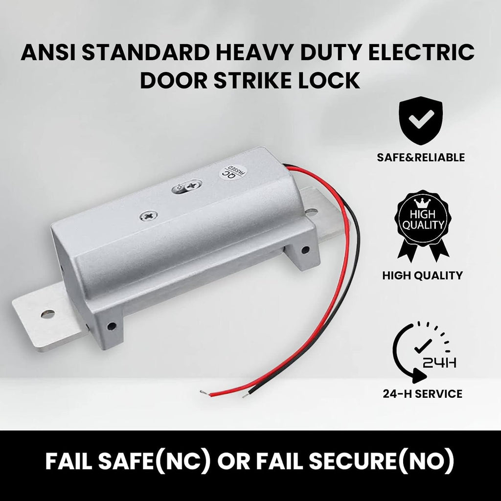 2026 Upgraded ANSI Standard Heavy Duty Electric Door Strike Lock,Black | for Cylindrical /Mechanical Locksets Door