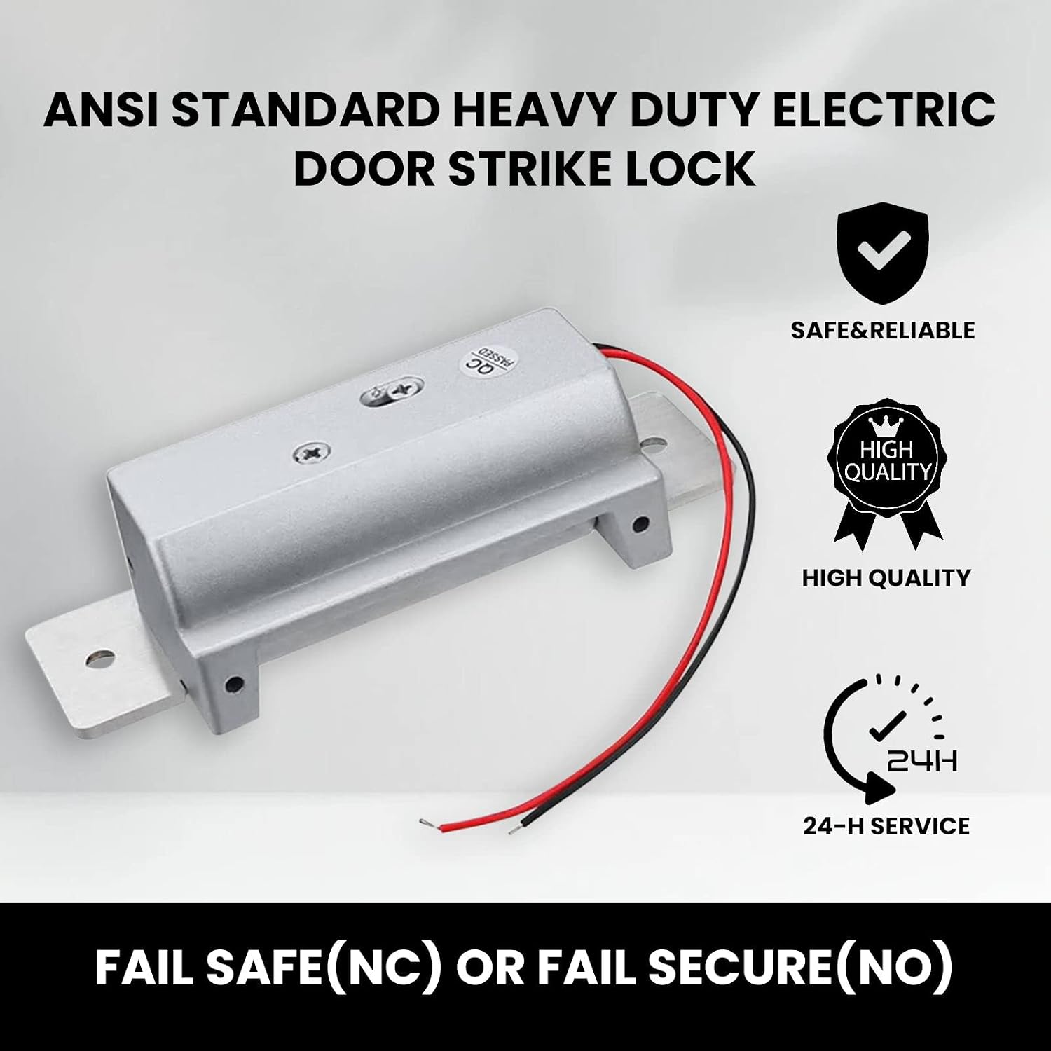 2026 Upgraded ANSI Standard Heavy Duty Electric Door Strike Lock,Black | for Cylindrical /Mechanical Locksets Door