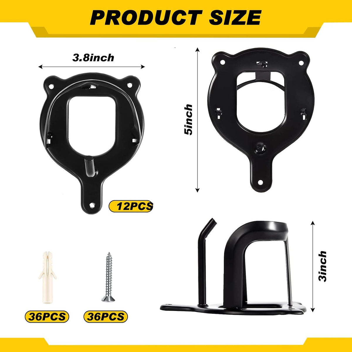 12 Pcs Bridle Hook Metal Holder Wall Mount Horse Barn, Black