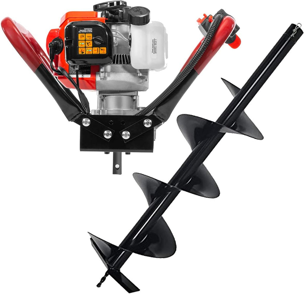 2.3HP Post Hole Digger with 8" Auger Bit SetV-Type Gasoline 2-Stroke 55cc Auger Earth Fence Hole Digger Digging Drill