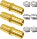 Joywayus 3PCS Brass Hose Barb 5/8" Hex Union Brass Hose Fitting