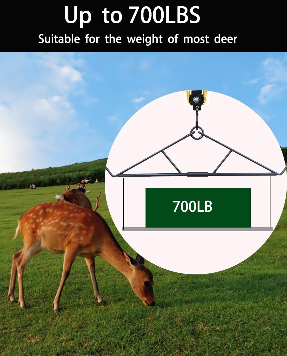 Deer Hanger Gambrel Rack for Skinning Max to 700LB Deer Hunting Game Hoist Pulley Lift System with Storage Bag for