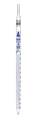 Serological Pipette, 25ml - Class A, Tolerance ±0.100ml - Blue Graduations - Color Code, White - Calibrated for