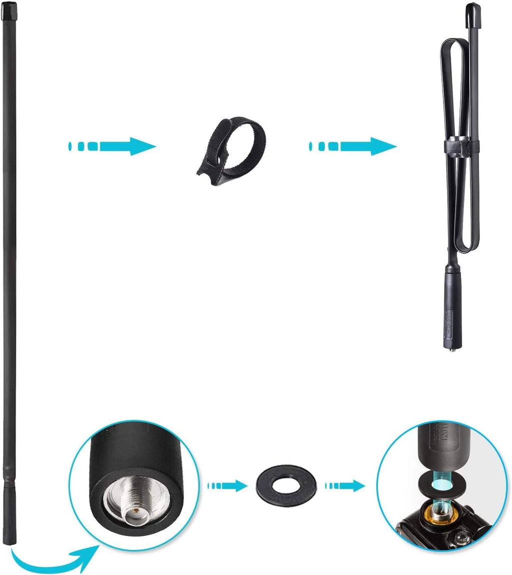 Foldable CS Tactical SMA Female Ham Radio Antenna 2-Pack Dual Band | VHF UHF 136-520MHz 31 inch Antenna for Baofeng