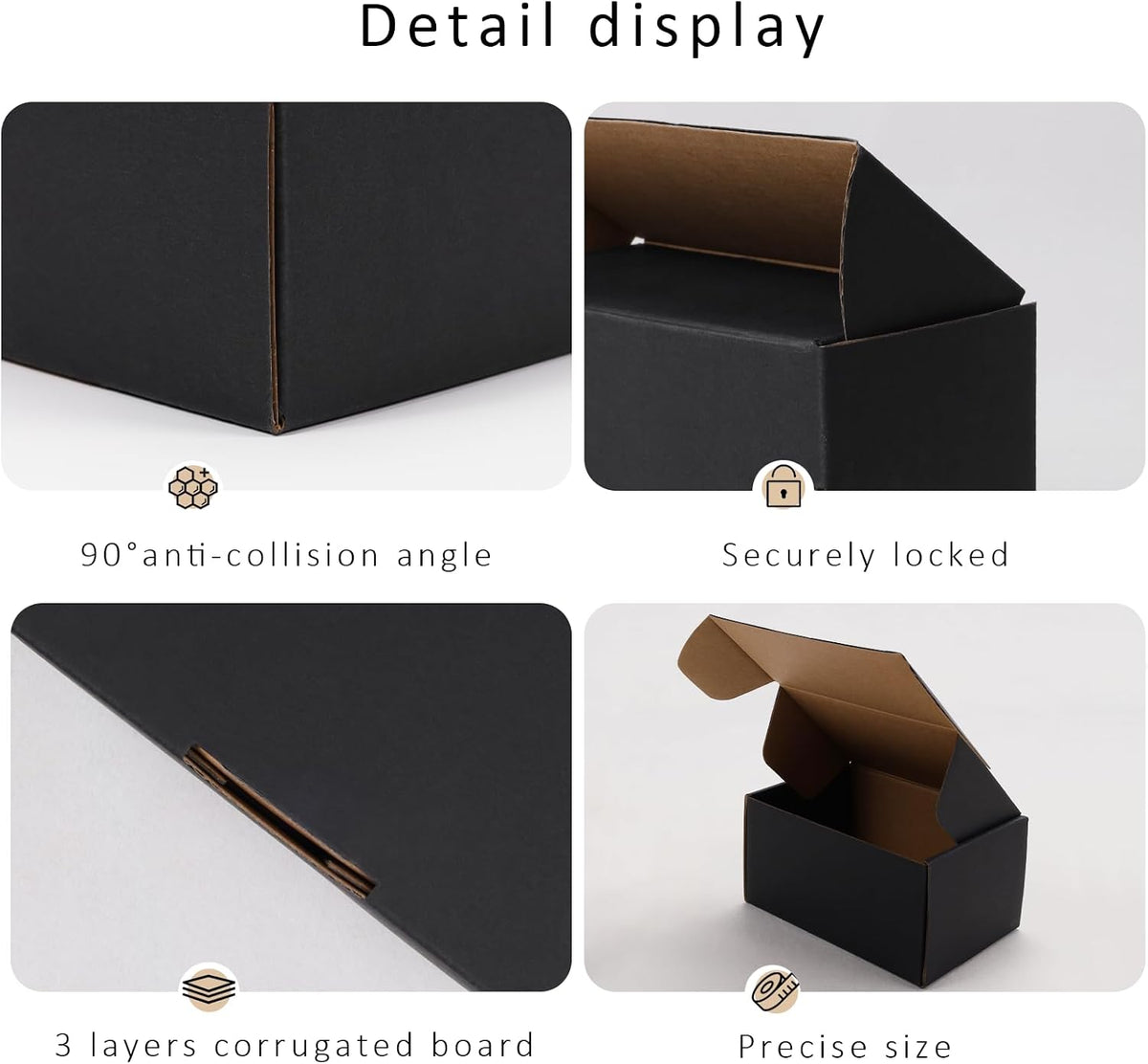 6x4x3" 50 Pack Corrugated Cardboard Boxes Small Shipping Box Black