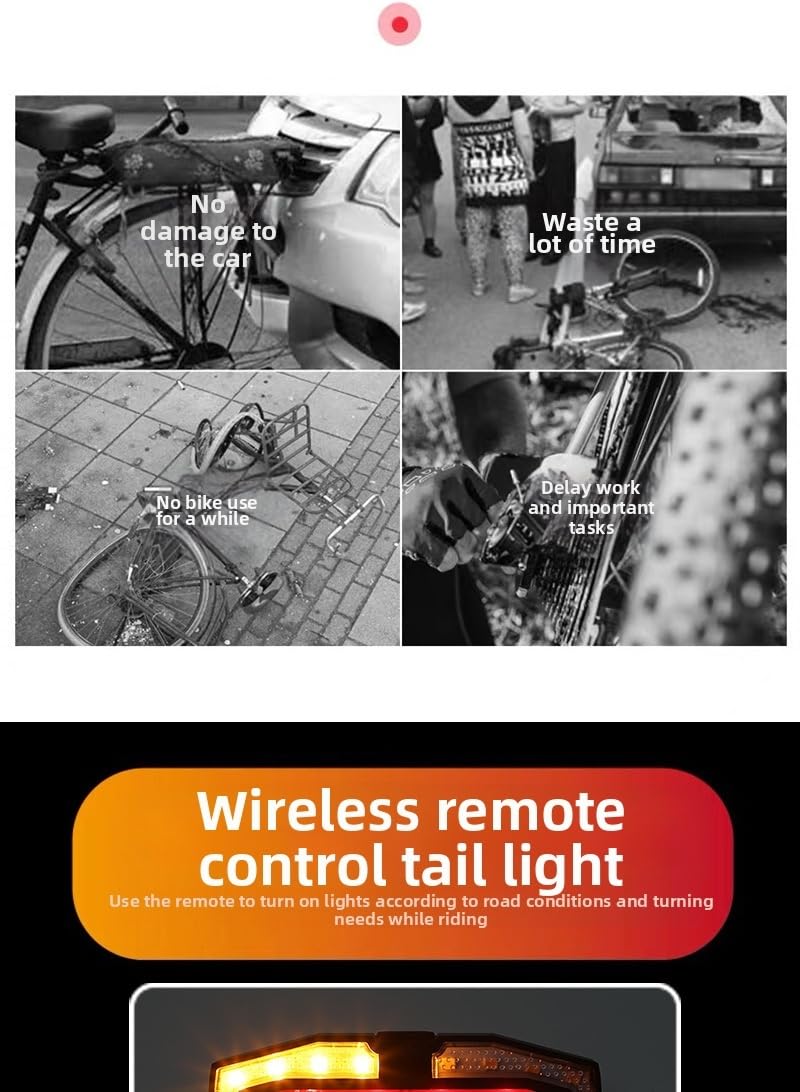 Electric Bicycle Remote Control Warning Taillights, Silver