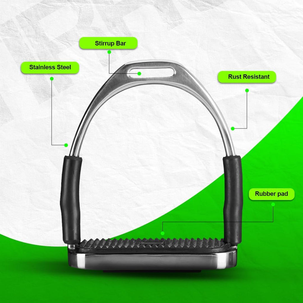 Flex Stainless English Saddle Stirrups Iron Pads Knee Ankle Stress Pain Relief