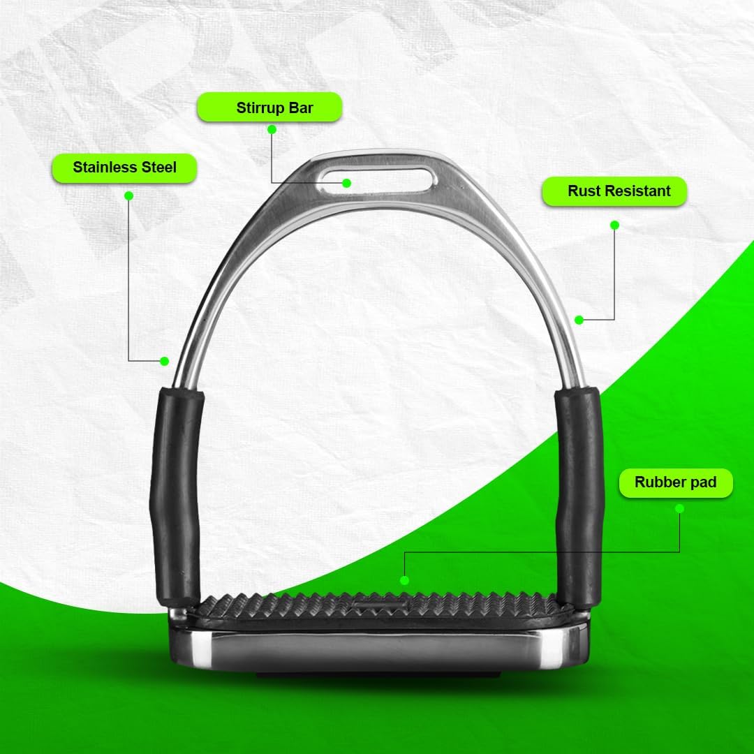 Flex Stainless English Saddle Stirrups Iron Pads Knee Ankle Stress Pain Relief