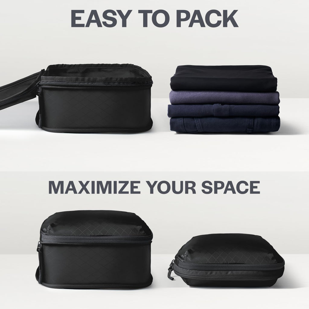 Ultralight Compression Packing Cubes for Travel, 6-Pack, Black