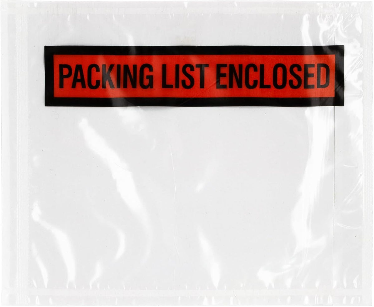 4.5"x5.5" Packing List Envelopes, 1000 Pack, 2 Mil, Self-Adhesive, Shipping