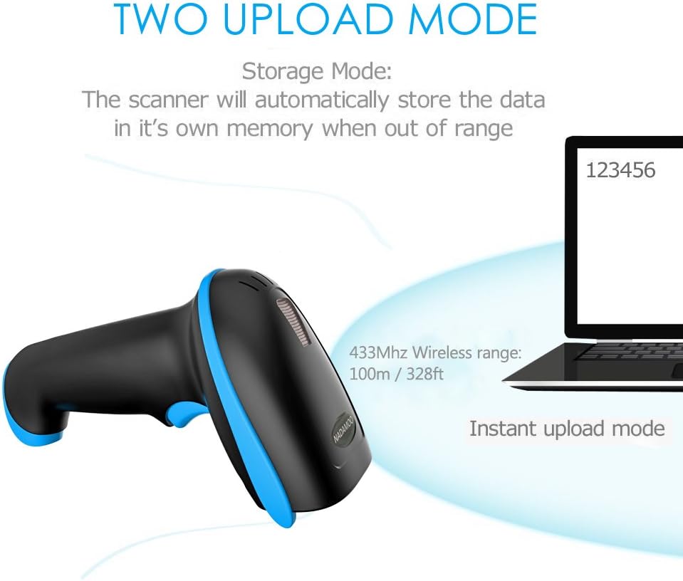 QR Code Scanner Wireless 2D Barcode Scanner With Stand Supports Screen Scan Handheld CMOS Imager Long Range Portable