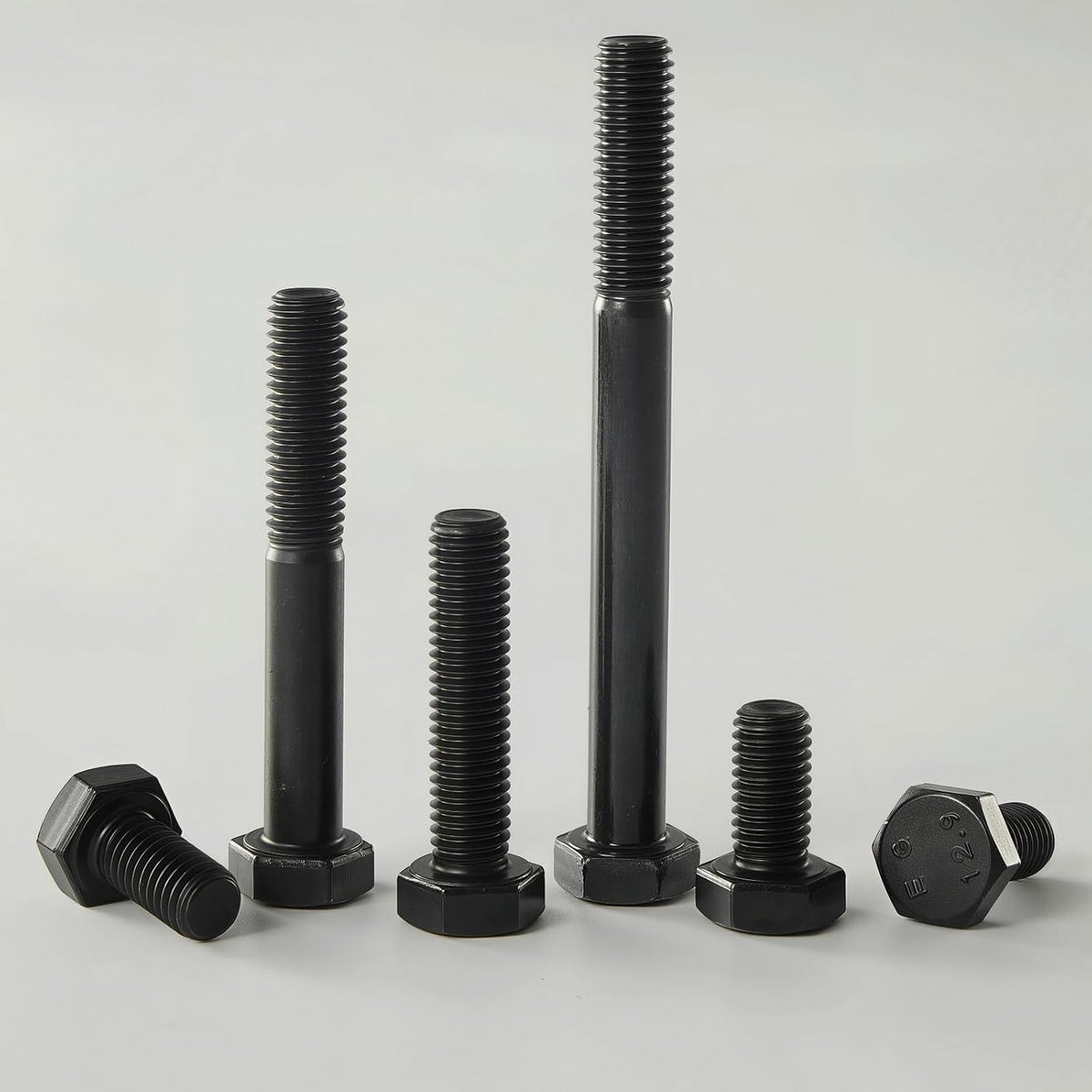 M12x1.75 x 35mm Hex Head Screws Bolts, 12.9 Grade Alloy Steel, Hexagon Head Bolts, Black Oxide Finish, Full Thread, Quantity 8