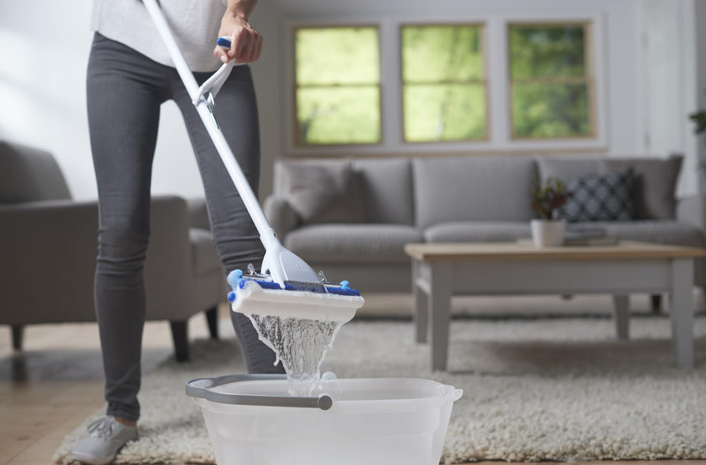 Magic Eraser Roller Floor Mop, White/Blue