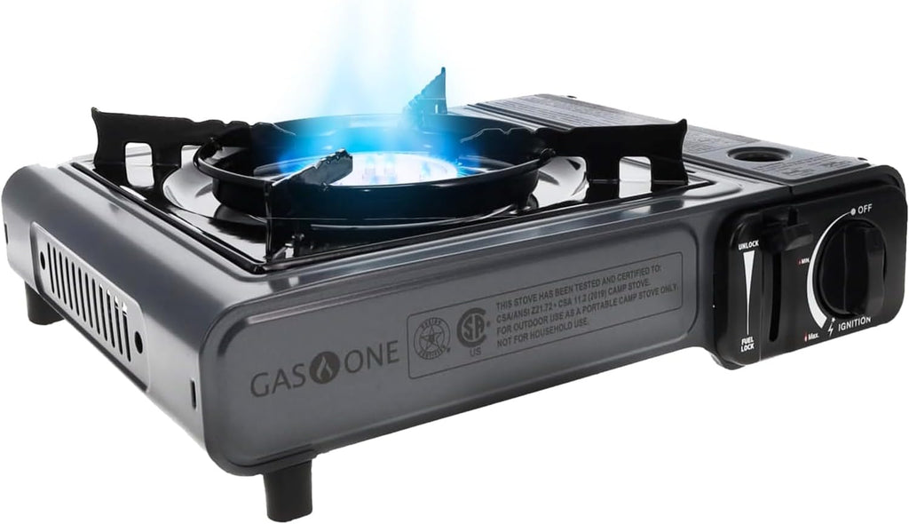 Portable Butane Camping Stove with Case: Automatic Ignition, Precise Heat Control - Camping & Tailgating and Outdoor