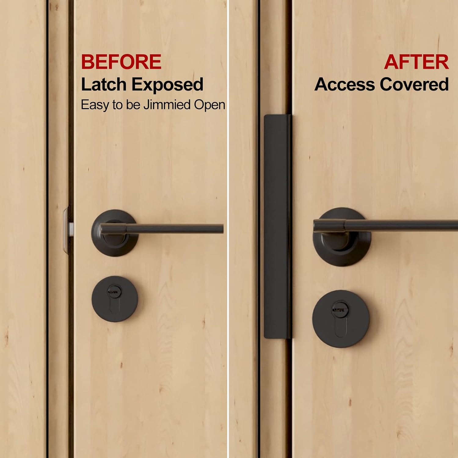 Door Latch Guard Plate 12” with 1” Offset Cover, Protector Shield | For Outswing Door Security, for Door