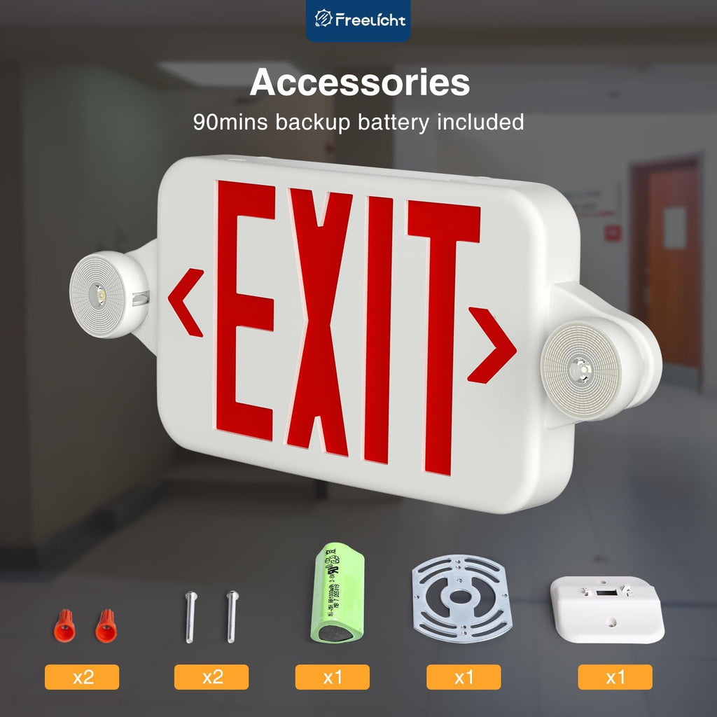 FREELICHT 12 Pack Red LED Exit Signs with Emergency Lights
