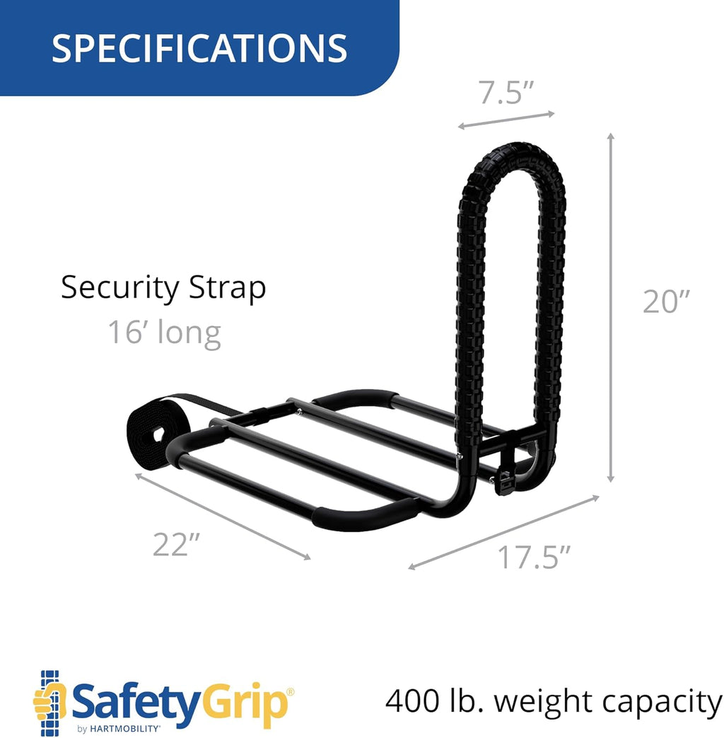 7.5″ Hand Grip Bed Rail with SafetyGrip, One Black Compact Support Rail, 400 lb Capacity, Slip Resistant Textured