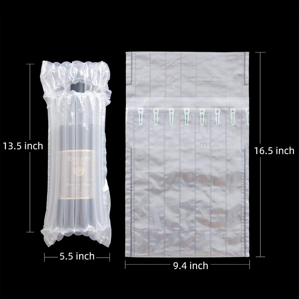 Wine Bottle Travel Protector Bags, 100 Pack Inflatable Air Column Cushion Bubble Bags, Reusable Wine Bottle Protector