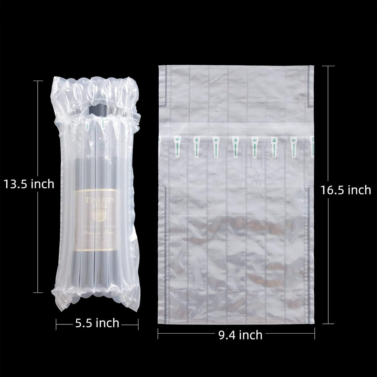 Wine Bottle Travel Protector Bags, 100 Pack Inflatable Air Column Cushion Bubble Bags, Reusable Wine Bottle Protector