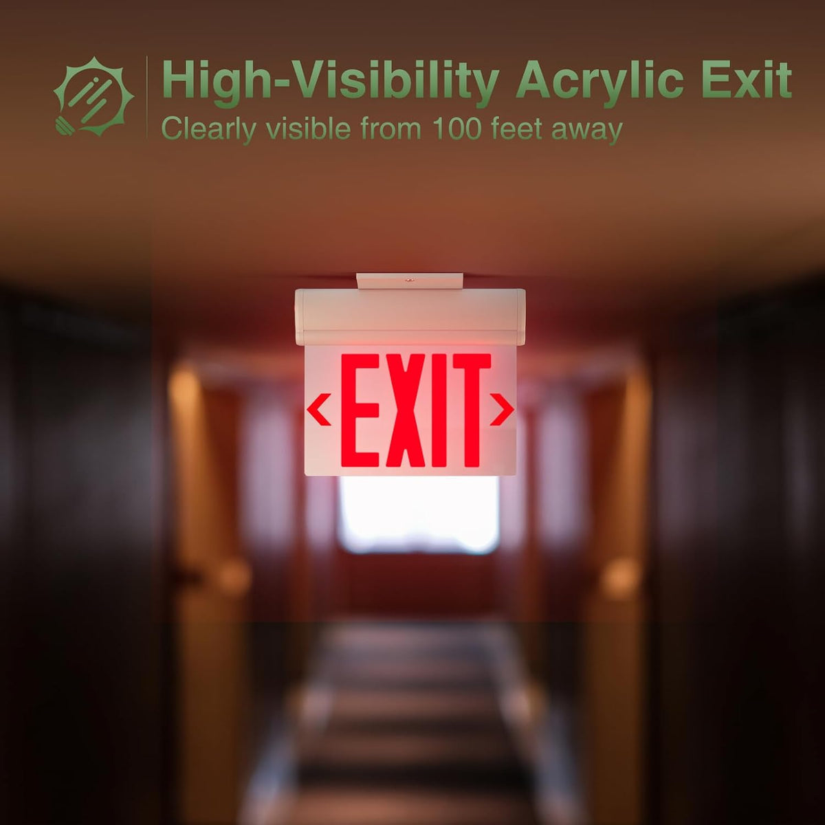 2 Pack Red LED Double-Sided Exit Sign with Battery Backup