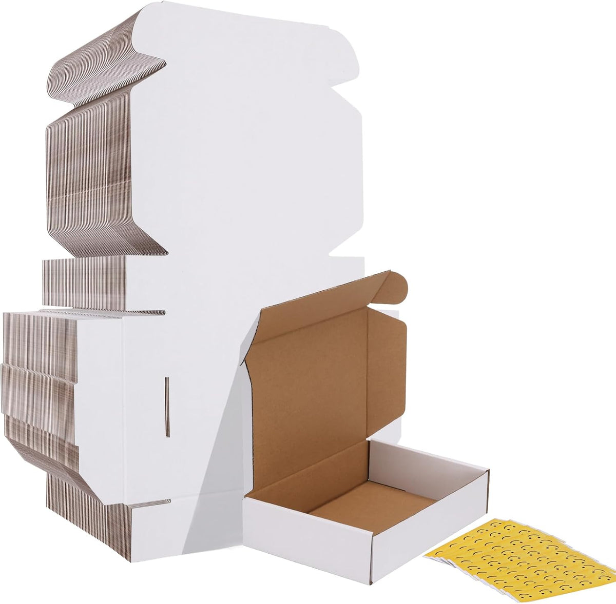 9x6x2 Shipping Boxes Set of 60, White Corrugated Cardboard Mailer Box for Packing Small Business