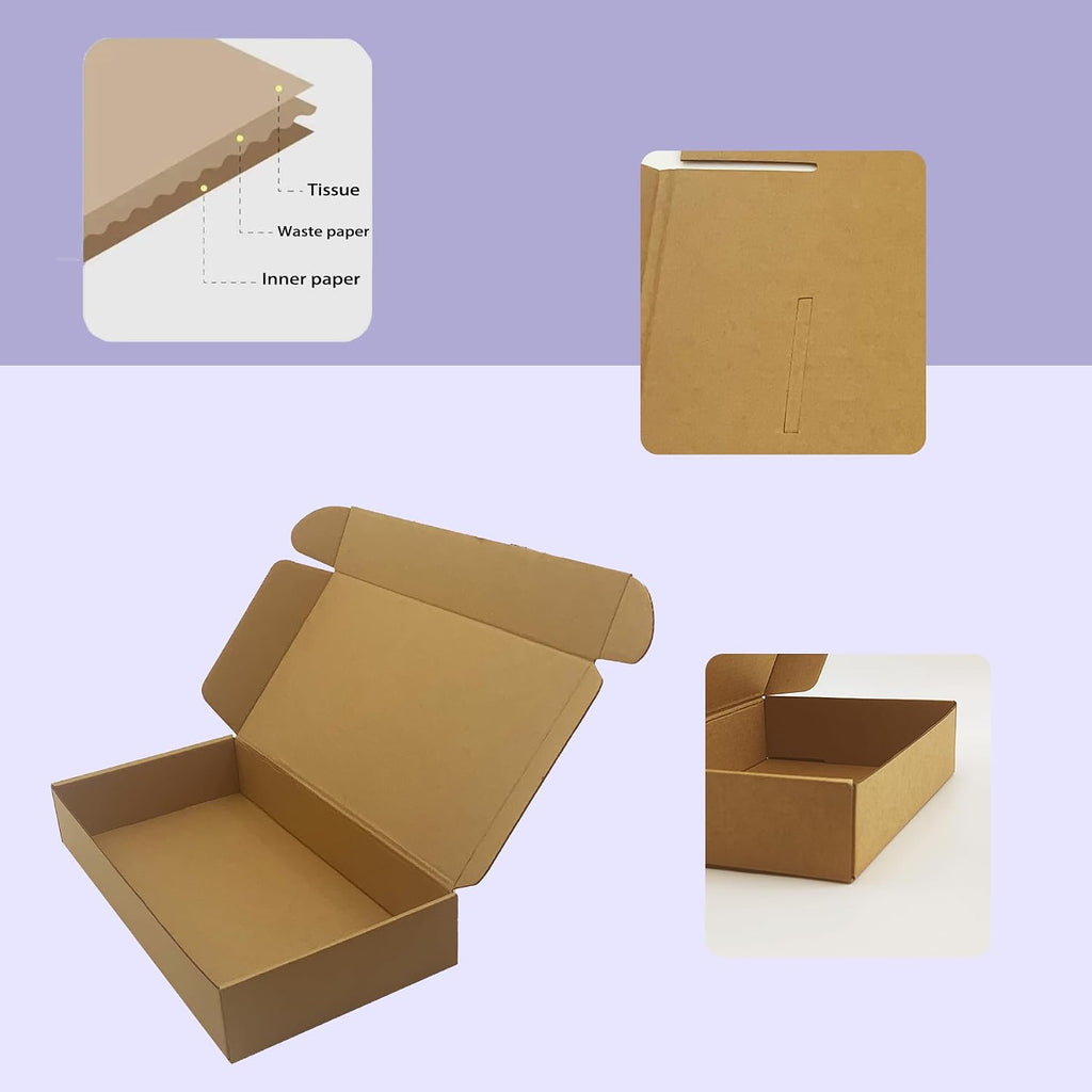 12x6x2 inch Shipping Boxes Bulk 25 Pack, Brown Corrugated Cardboard Mailers