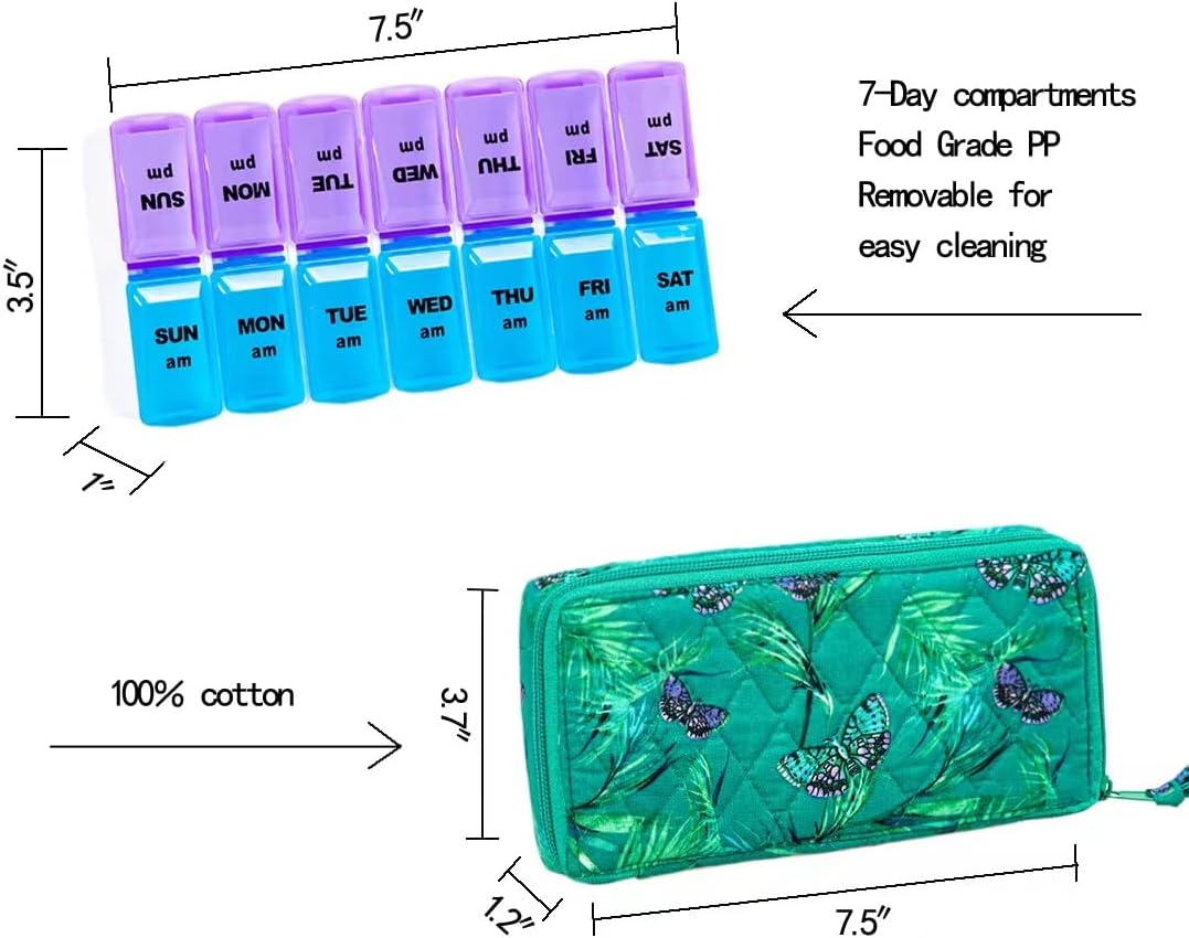Weekly 7 Day Pill Organizer Case 2 Times a Day (AM/PM), Large Portable Pill Box 7 Day for Vitamin Medicine, Pill Case