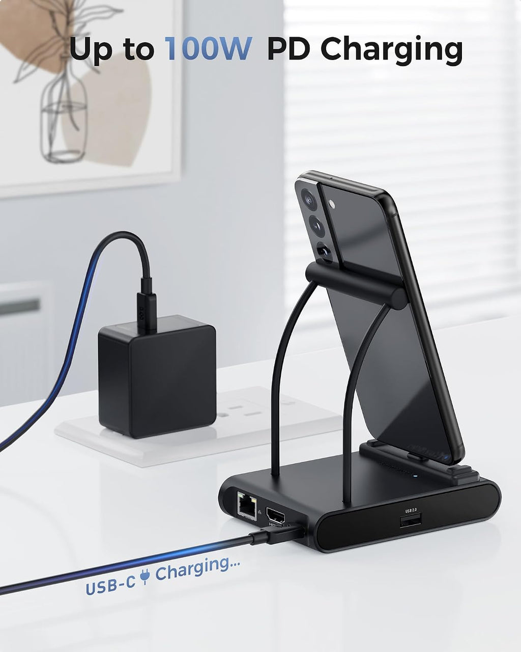 5-in-1 iPhone 16/15 USB C Hub HDMI 4K@60Hz, iPad Docking Station with Gigabit Ethernet, USB-A 3.2 Port, 100W PD, USBC