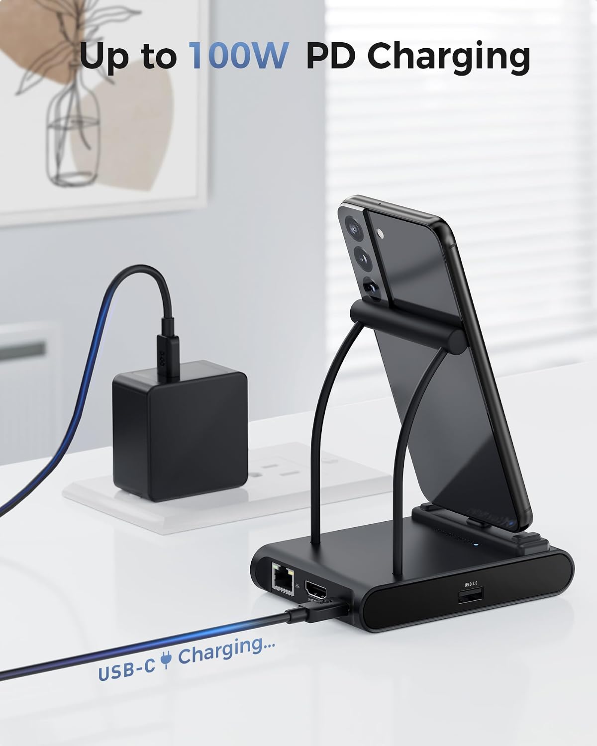 5-in-1 iPhone 16/15 USB C Hub HDMI 4K@60Hz, iPad Docking Station with Gigabit Ethernet, USB-A 3.2 Port, 100W PD, USBC