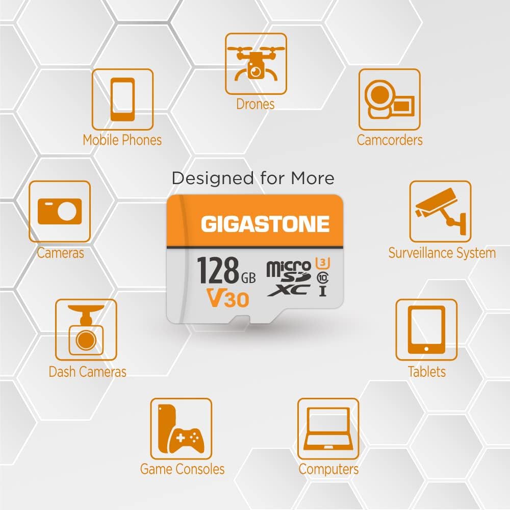 128GB Micro SD Card 2-Pack, A1 V30 4K Video Recording, Compatible with Security Camera, Dash cam, Drone, 95MB/s