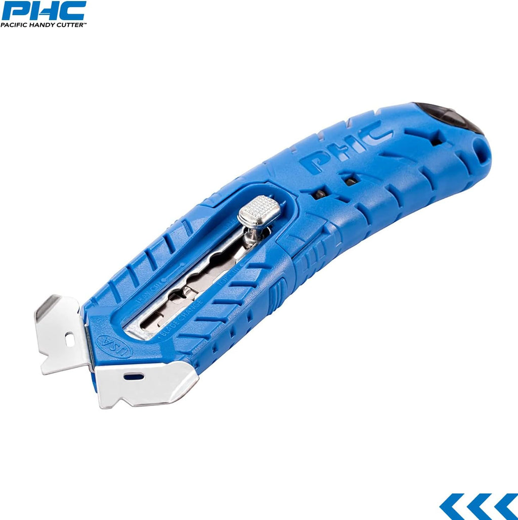 S8 Safety Cutter, Ambidextrous Retractable Utility Knife with Ergonomic Design, Bladeless Tape Splitters, Steel