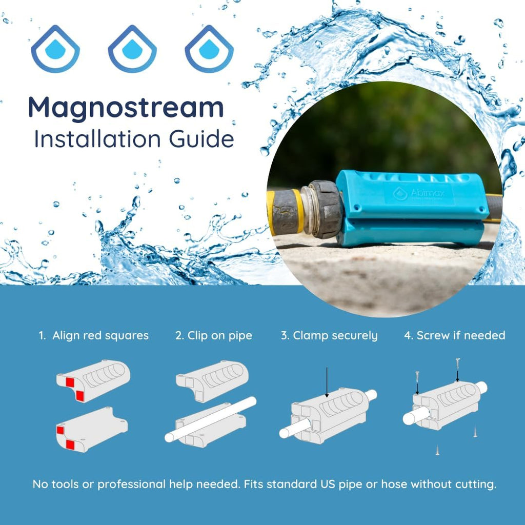 Magnostream Magnetic Water Softener – Whole House Limescale Remover for Pipes, Appliances & Showers (Pack of 2) –